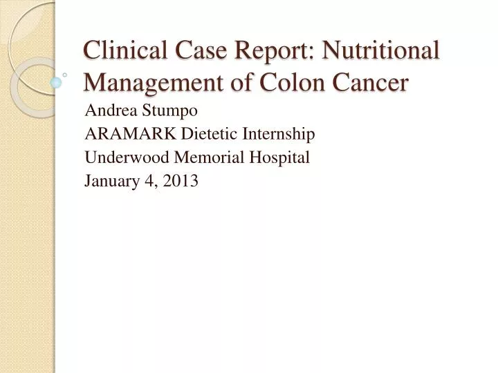 clinical case report nutritional management of colon cancer