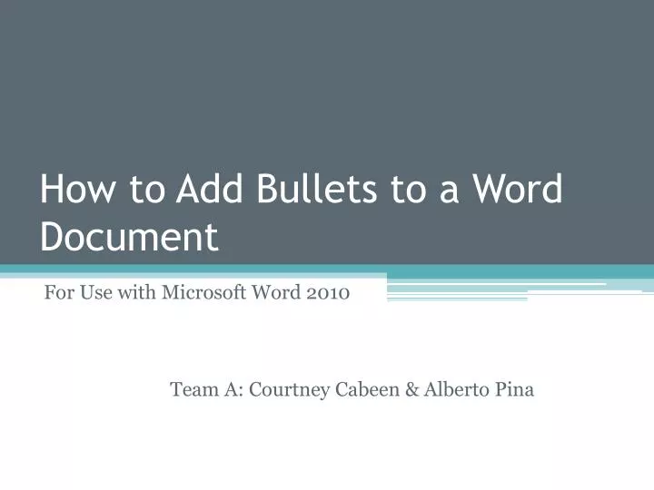 how to add bullets to a word document