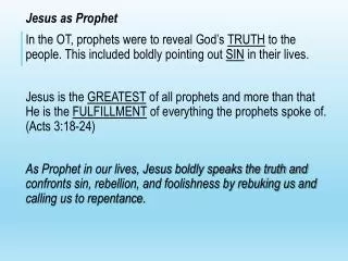Jesus as Prophet