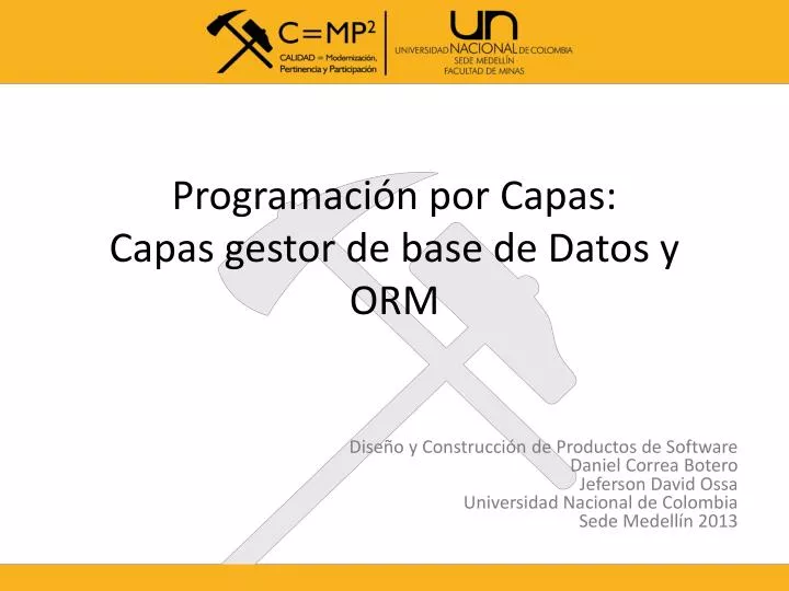 programaci n por capas capas gestor de base de datos y orm