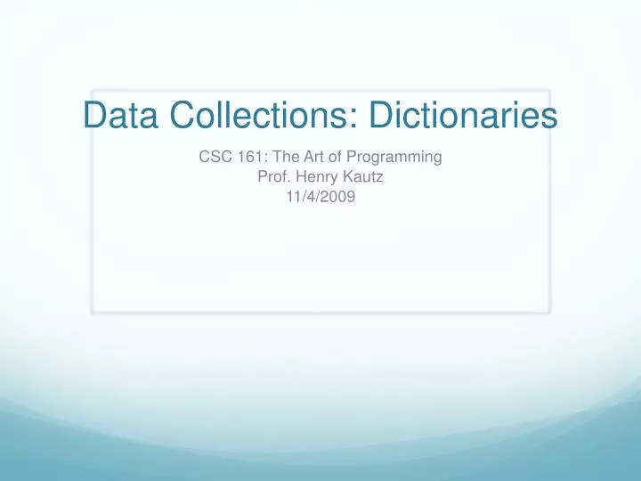 data collections dictionaries