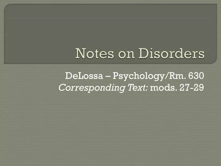 notes on disorders