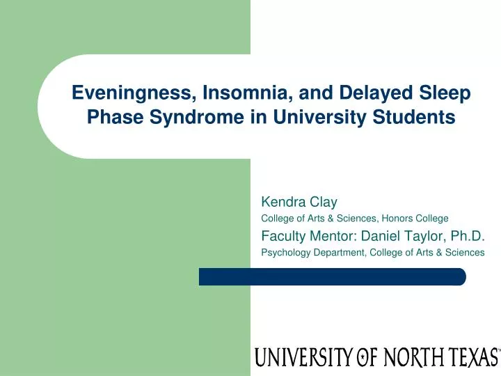 eveningness insomnia and delayed sleep phase syndrome in university students