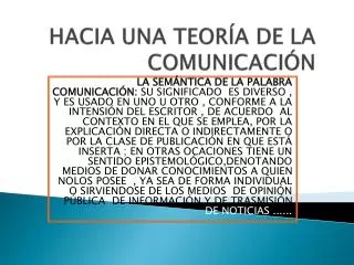 hacia una teor a de la comunicaci n