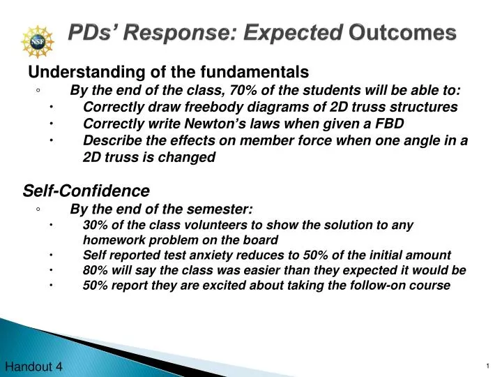 pds response expected outcomes