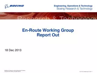 En-Route Working Group Report Out