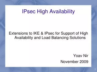 IPsec High Availability