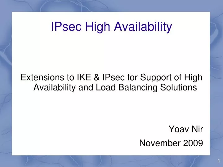 ipsec high availability