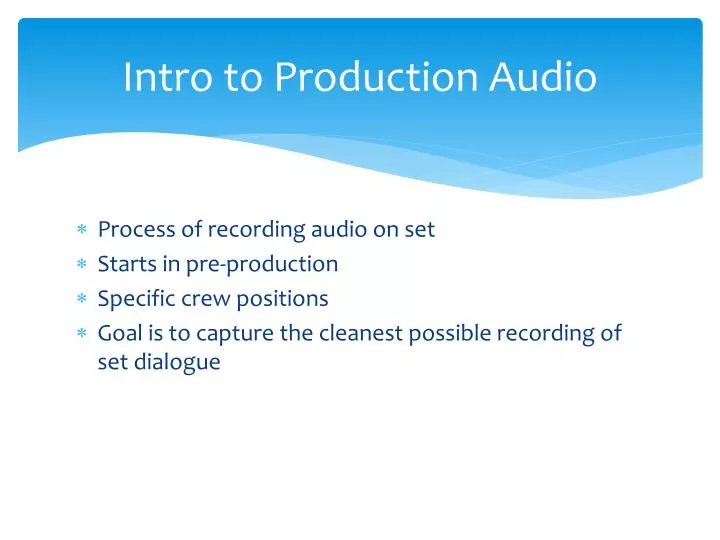 intro to production audio