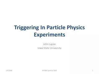 Triggering In Particle Physics Experiments