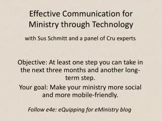 Effective Communication for Ministry through Technology