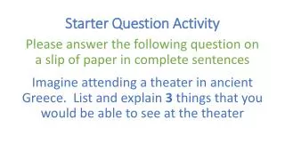 Starter Question Activity