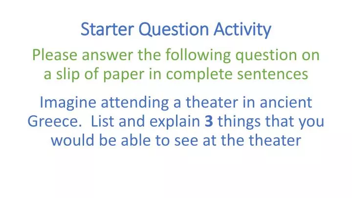 starter question activity