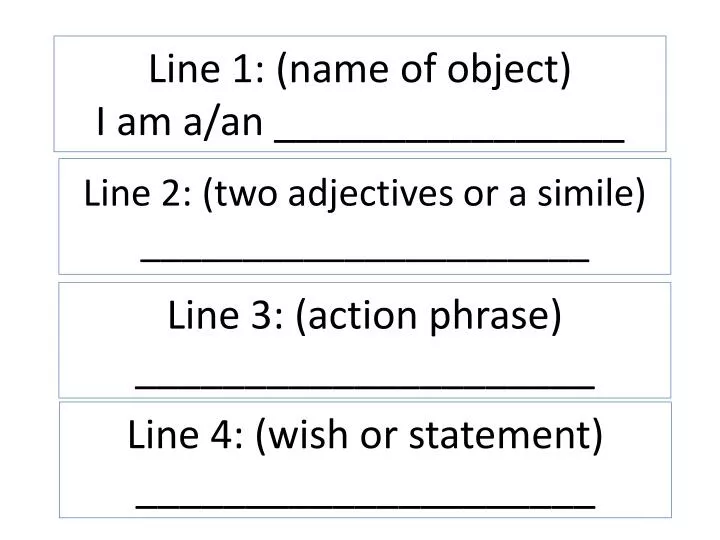 line 1 name of object i am a an