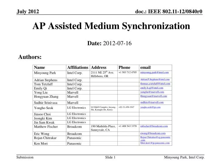 ap assisted medium synchronization