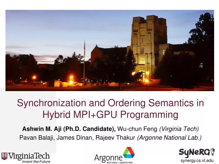 synchronization and ordering semantics in hybrid mpi gpu programming