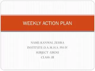 WEEKLY ACTION PLAN