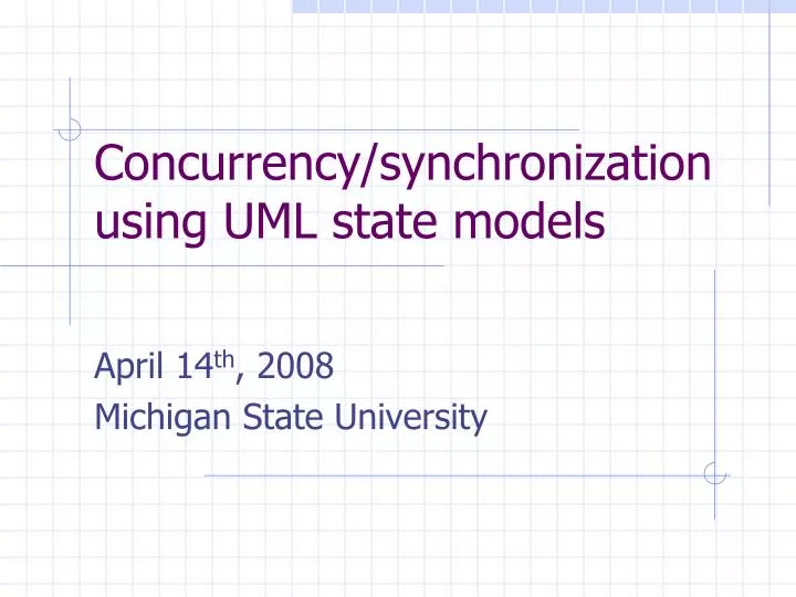 concurrency synchronization using uml state models