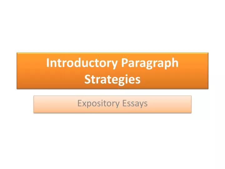 introductory paragraph strategies