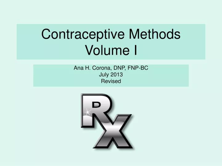 contraceptive methods volume i