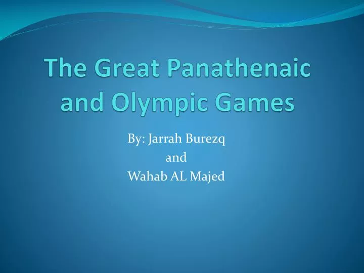 the great panathenaic and olympic games