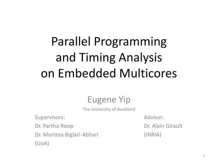 parallel programming and timing analysis on embedded multicores