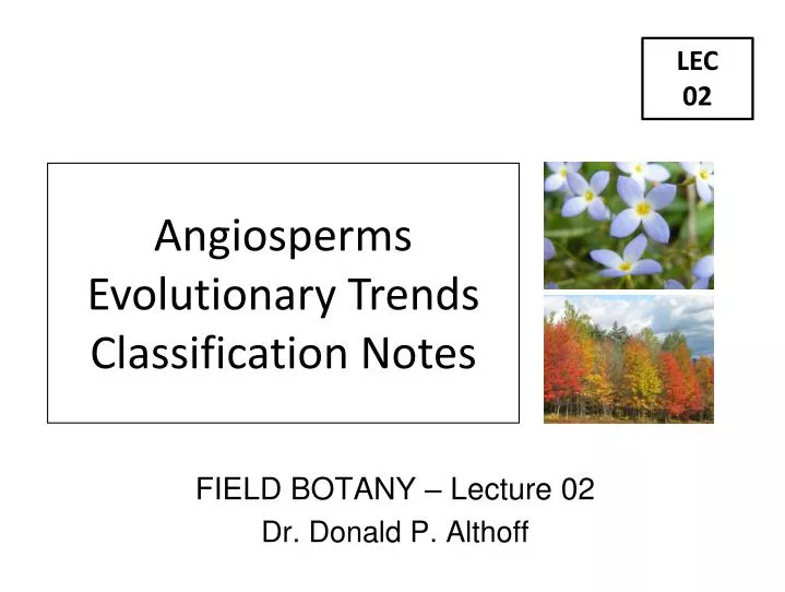 field botany lecture 02 dr donald p althoff