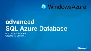 advanced SQL Azure Database