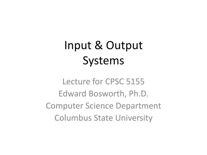 input output systems