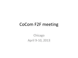 CoCom F2F meeting