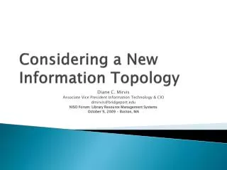 Considering a New Information Topology