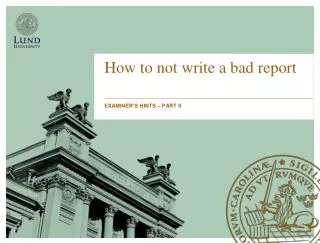 How to not write a bad report