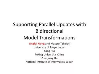 Supporting Parallel Updates with Bidirectional Model Transformations