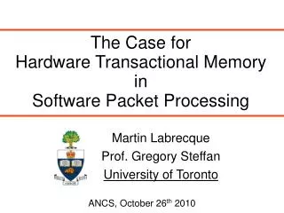 The Case for Hardware Transactional Memory in Software Packet Processing