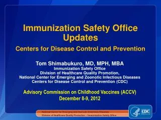 Immunization Safety Office Updates Centers for Disease Control and Prevention