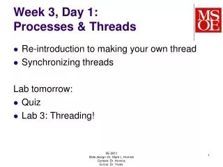 Week 3, Day 1: Processes &amp; Threads