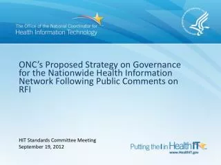 HIT Standards Committee Meeting September 19, 2012