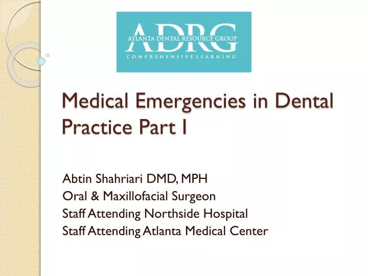 medical emergencies in dental practice part i