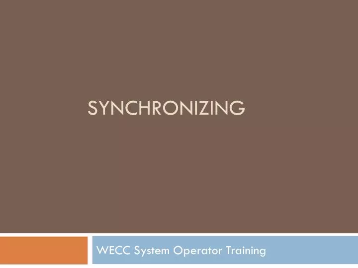 synchronizing