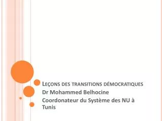 le ons des transitions d mocratiques
