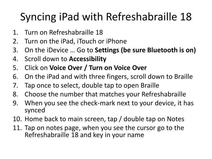 syncing ipad with refreshabraille 18