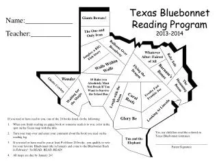 Texas Bluebonnet Reading Program 2013-2014