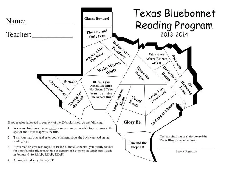 texas bluebonnet reading program 2013 2014