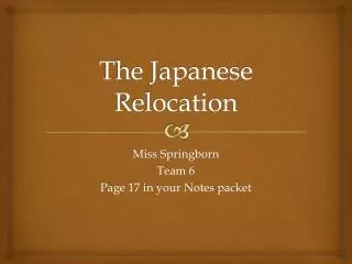 The Japanese Relocation