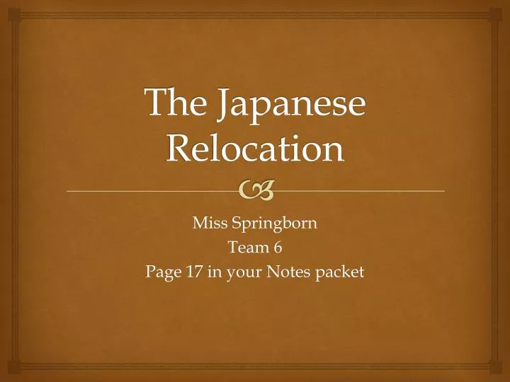 the japanese relocation