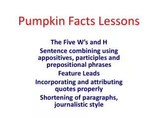 Pumpkin Facts Lessons