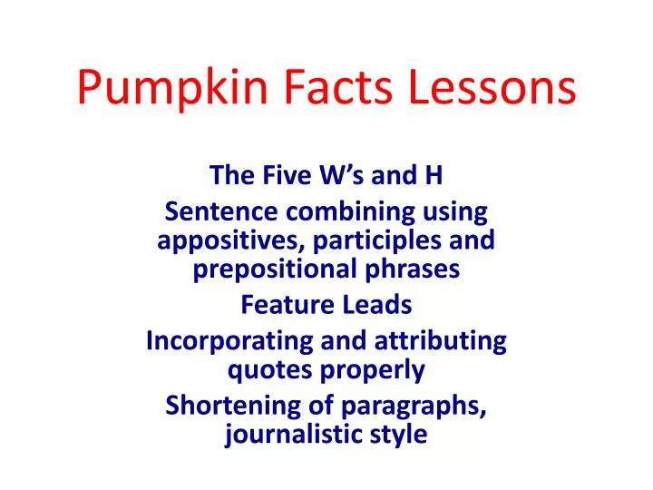 pumpkin facts lessons