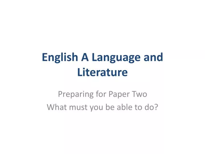 english a language and literature