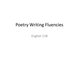 Poetry Writing Fluencies