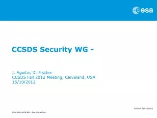 CCSDS Security WG -